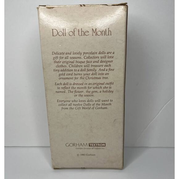 Porcelain Doll of the Month Gorham Collectible Doll February 1983 8" Bisque Doll - Picture 5 of 5